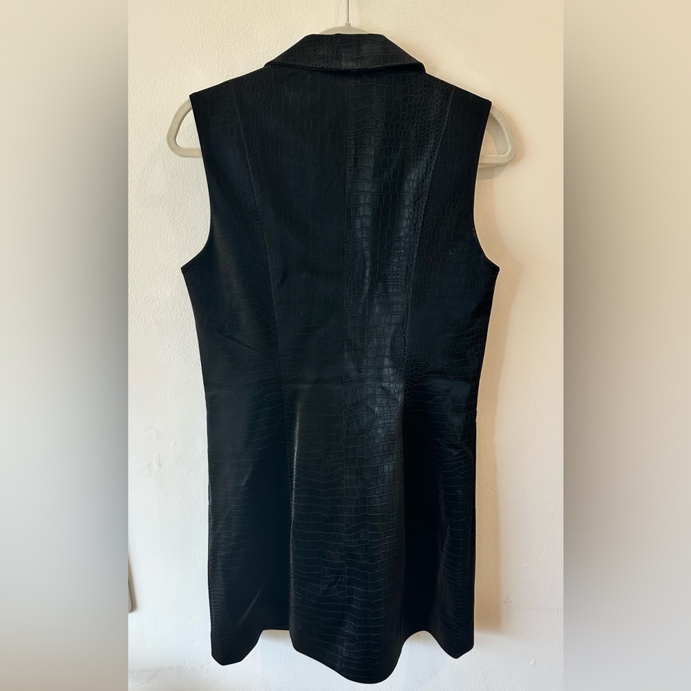 NWT French Connection Black Sleeveless Croc Coated Blazer Dress - Picture 6 of 8
